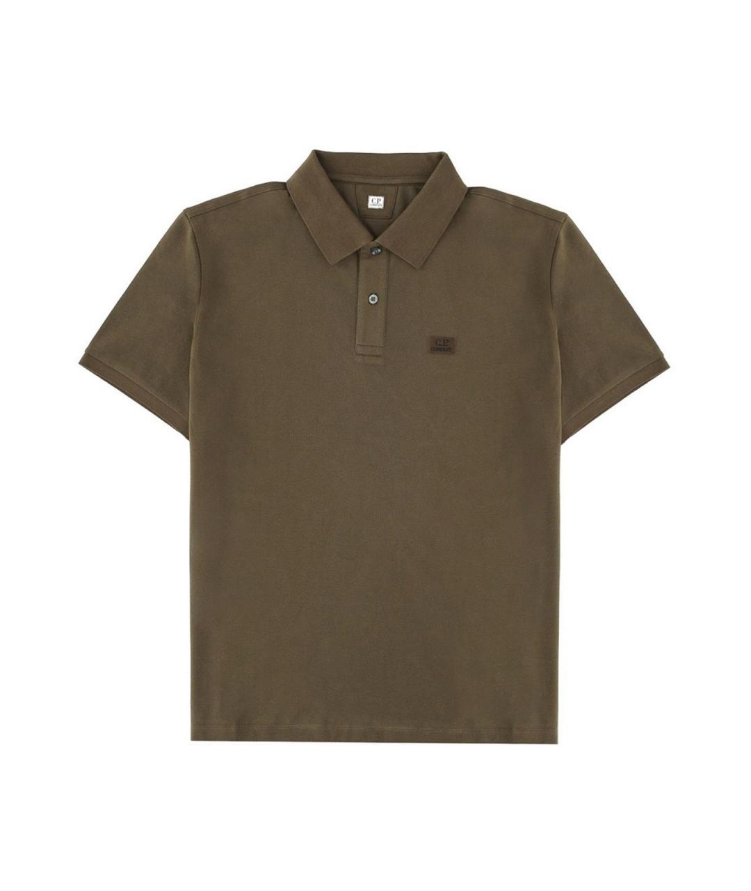 CP COMPANY Хаки хлопковое поло с коротким рукавом, фото 1