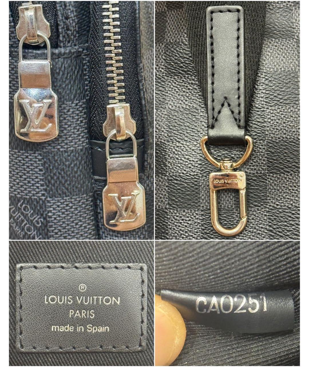 LOUIS VUITTON Черная сумка на плечо из канвы, фото 8