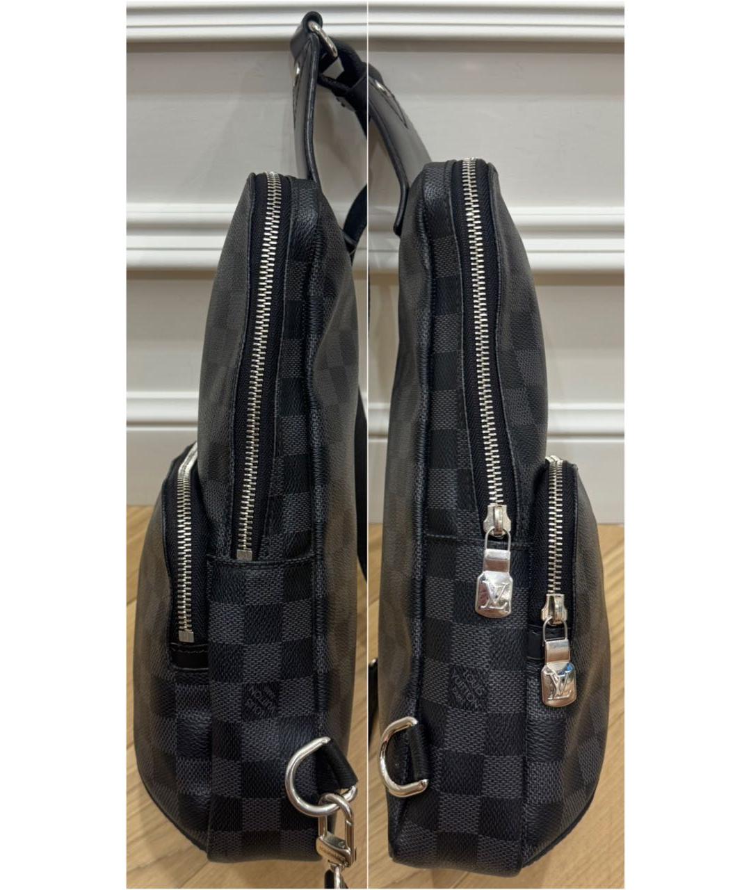 LOUIS VUITTON Черная сумка на плечо из канвы, фото 3