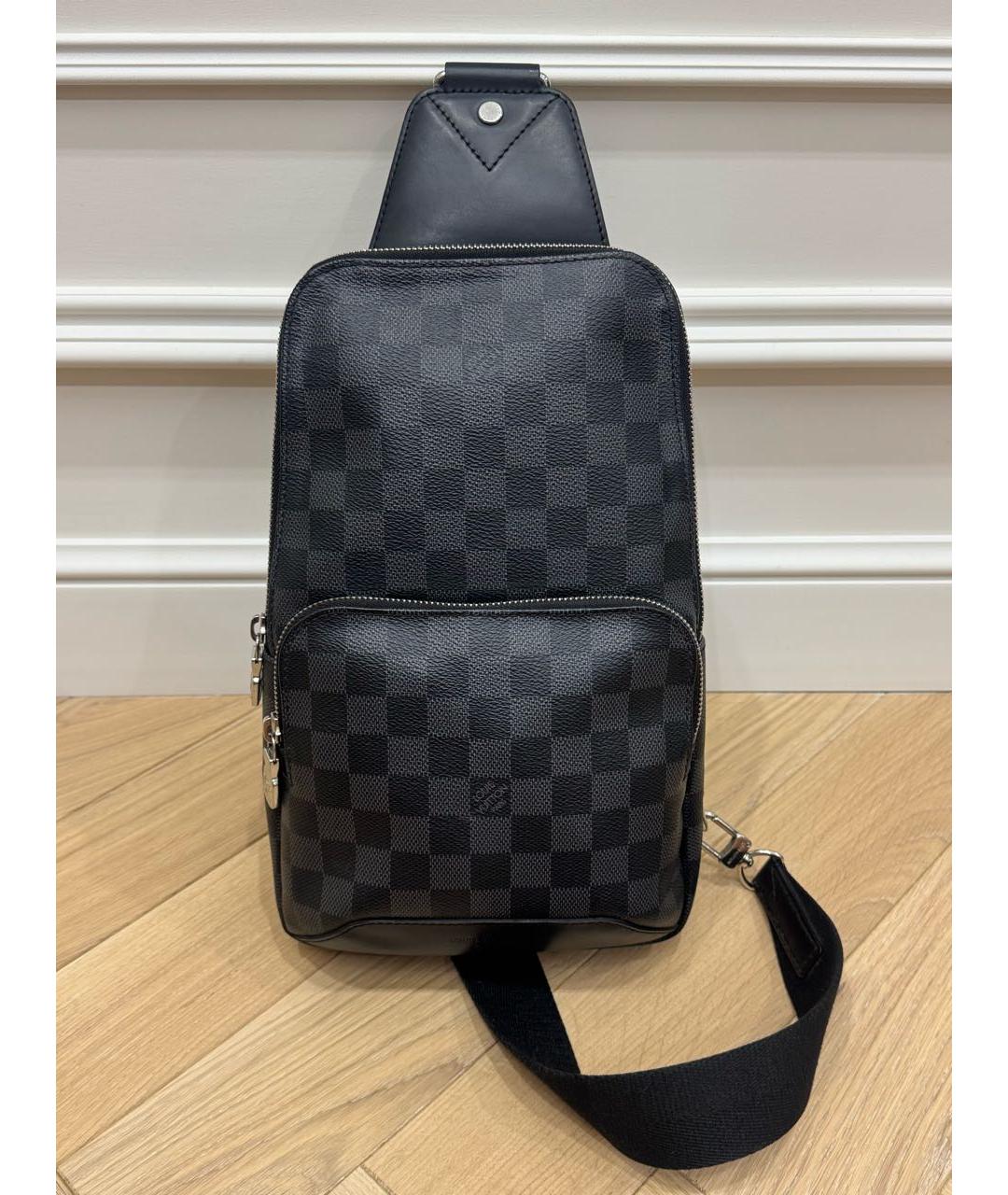 LOUIS VUITTON Черная сумка на плечо из канвы, фото 9