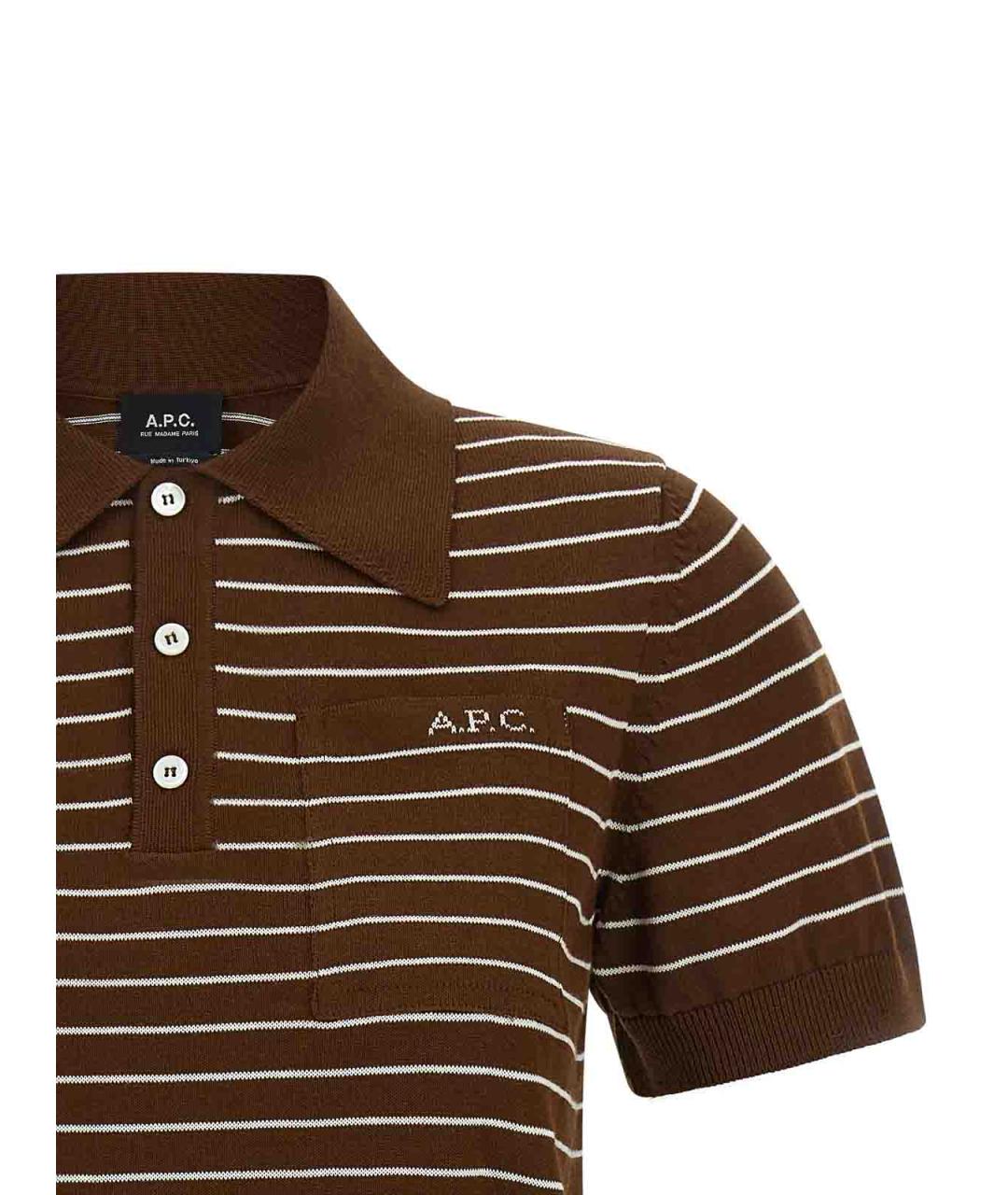 A.P.C. Коричневая хлопковая футболка, фото 3