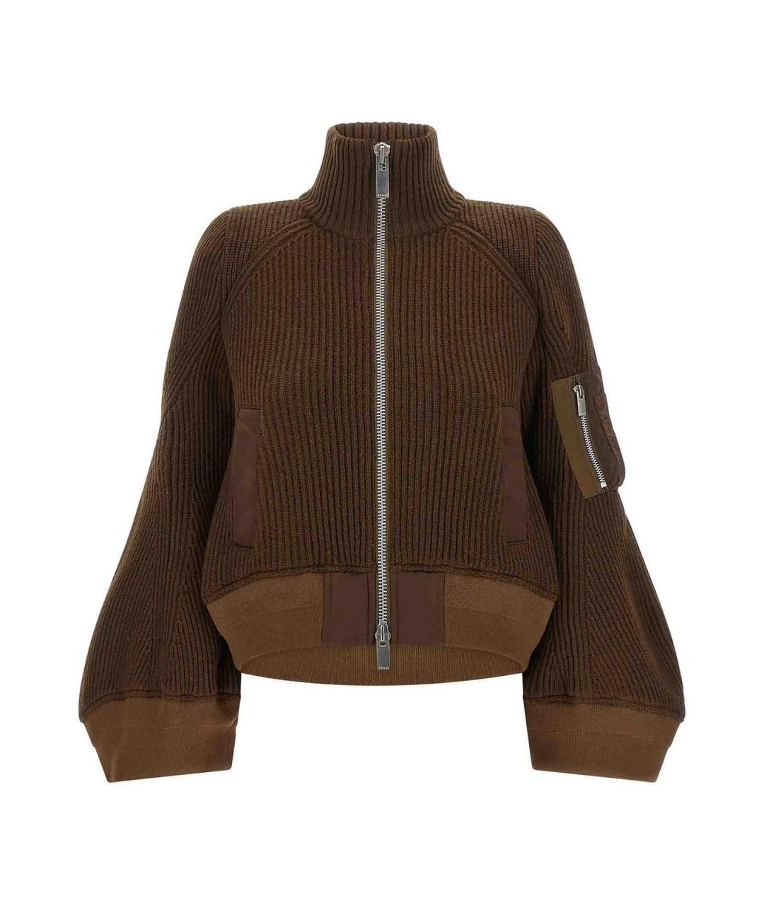 SACAI Коричневая шерстяная куртка, фото 1