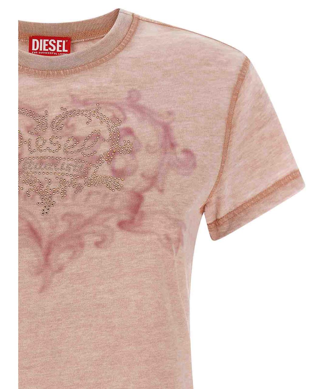 DIESEL Розовая хлопковая футболка, фото 3