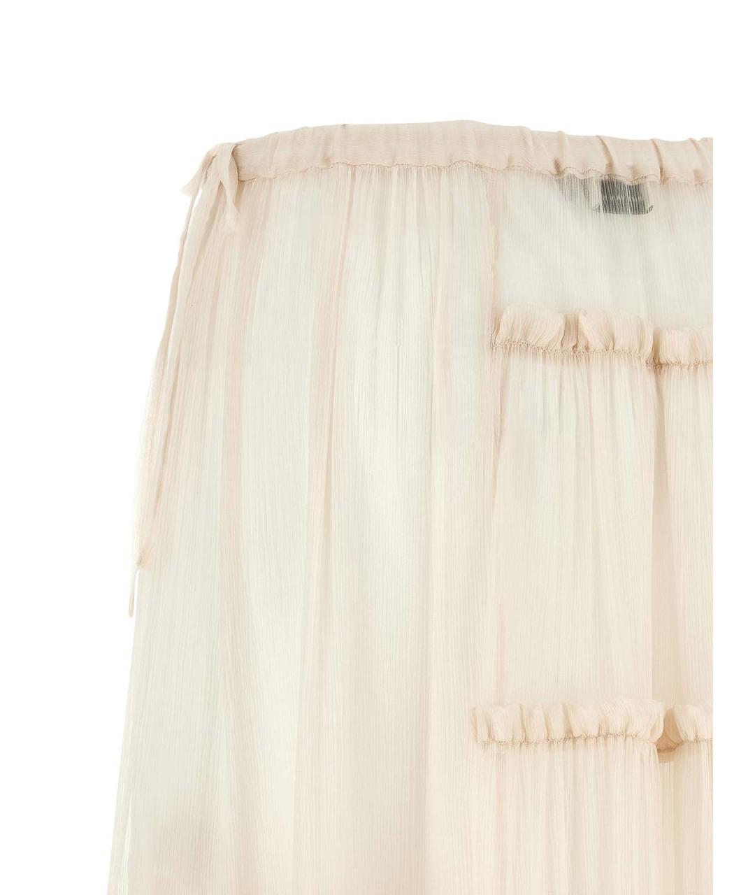 DRIES VAN NOTEN Бежевая шелковая юбка миди, фото 4