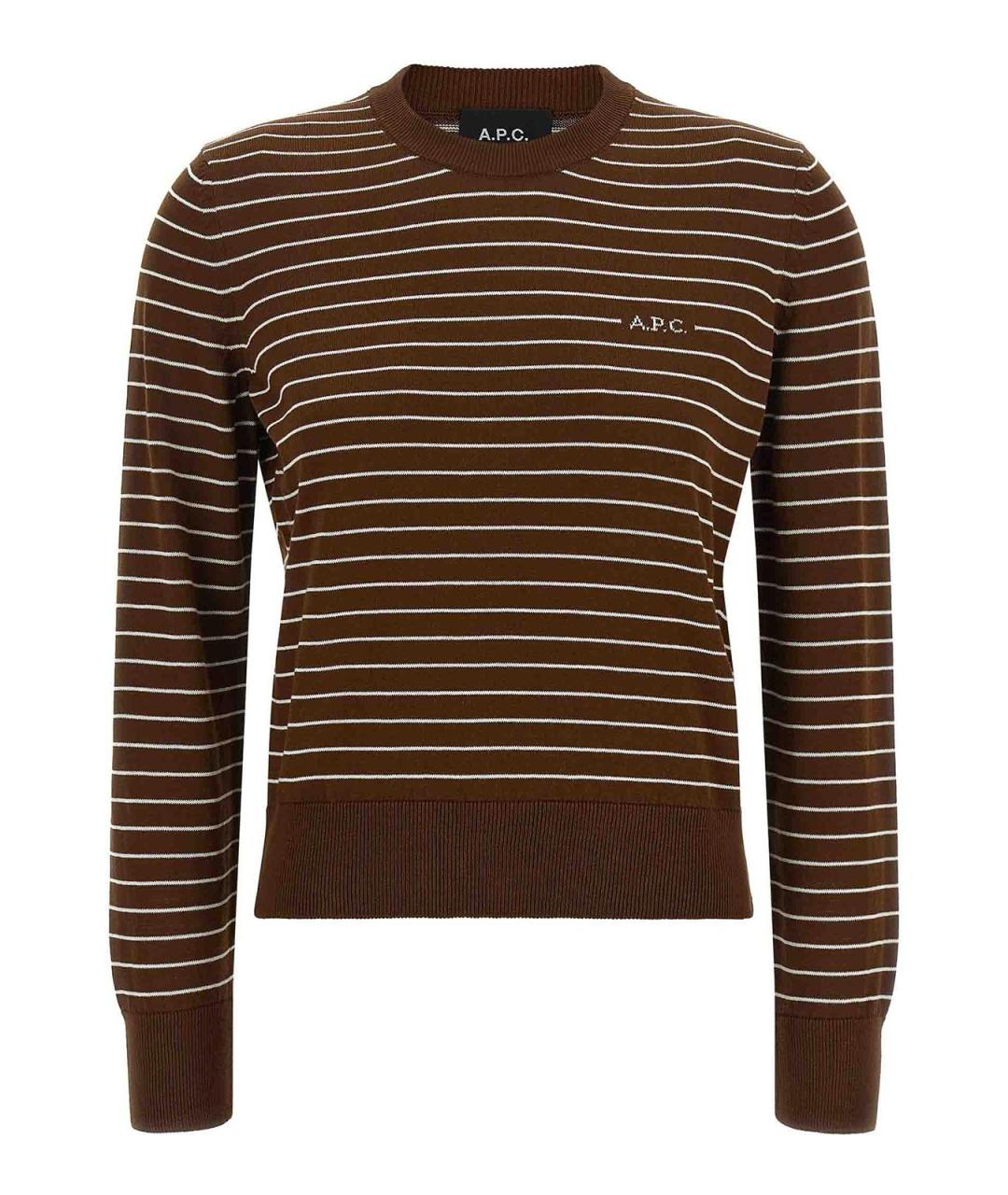 A.P.C. Коричневый хлопковый джемпер / свитер, фото 1