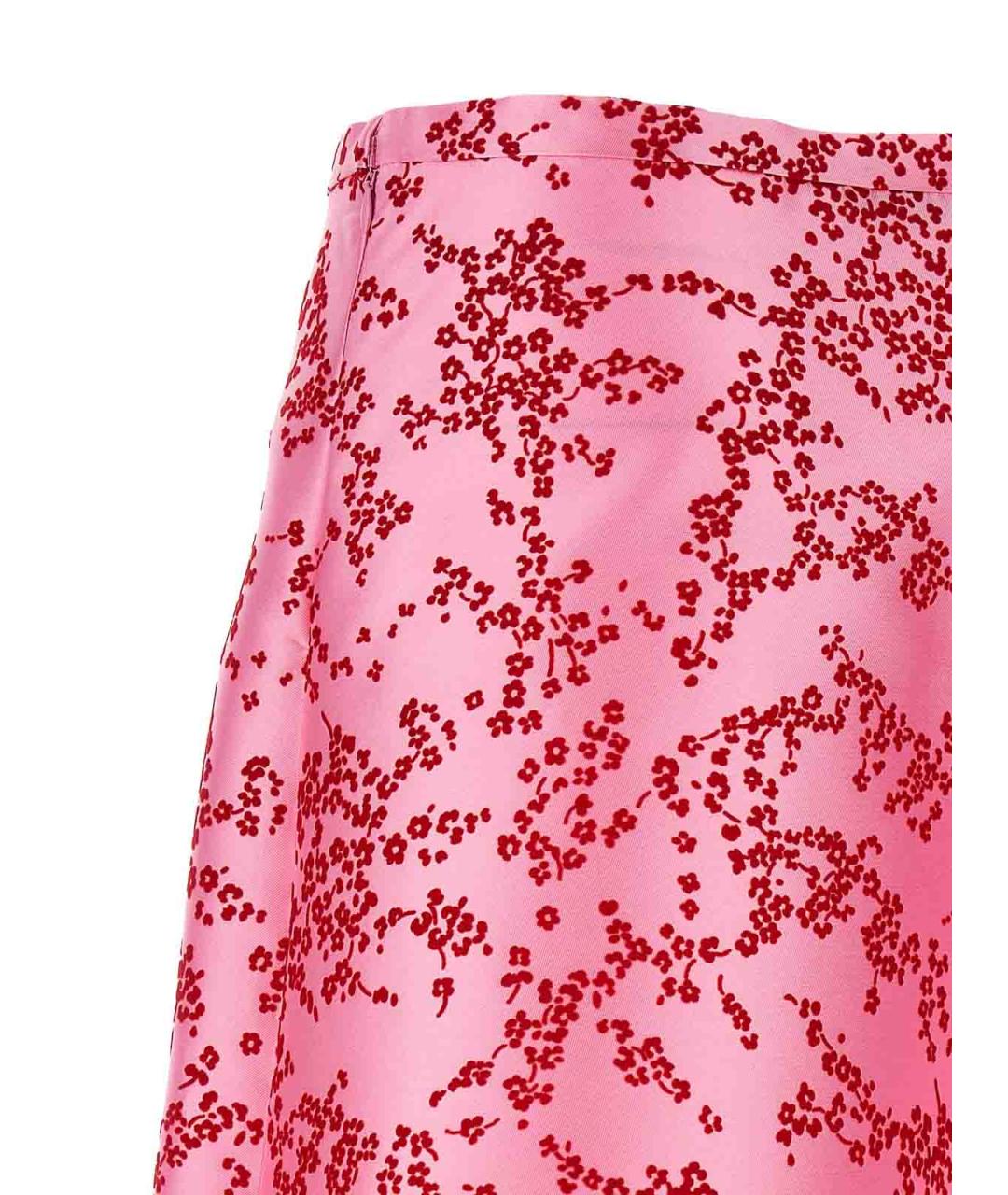 ALBERTA FERRETTI Розовая шелковая юбка миди, фото 4