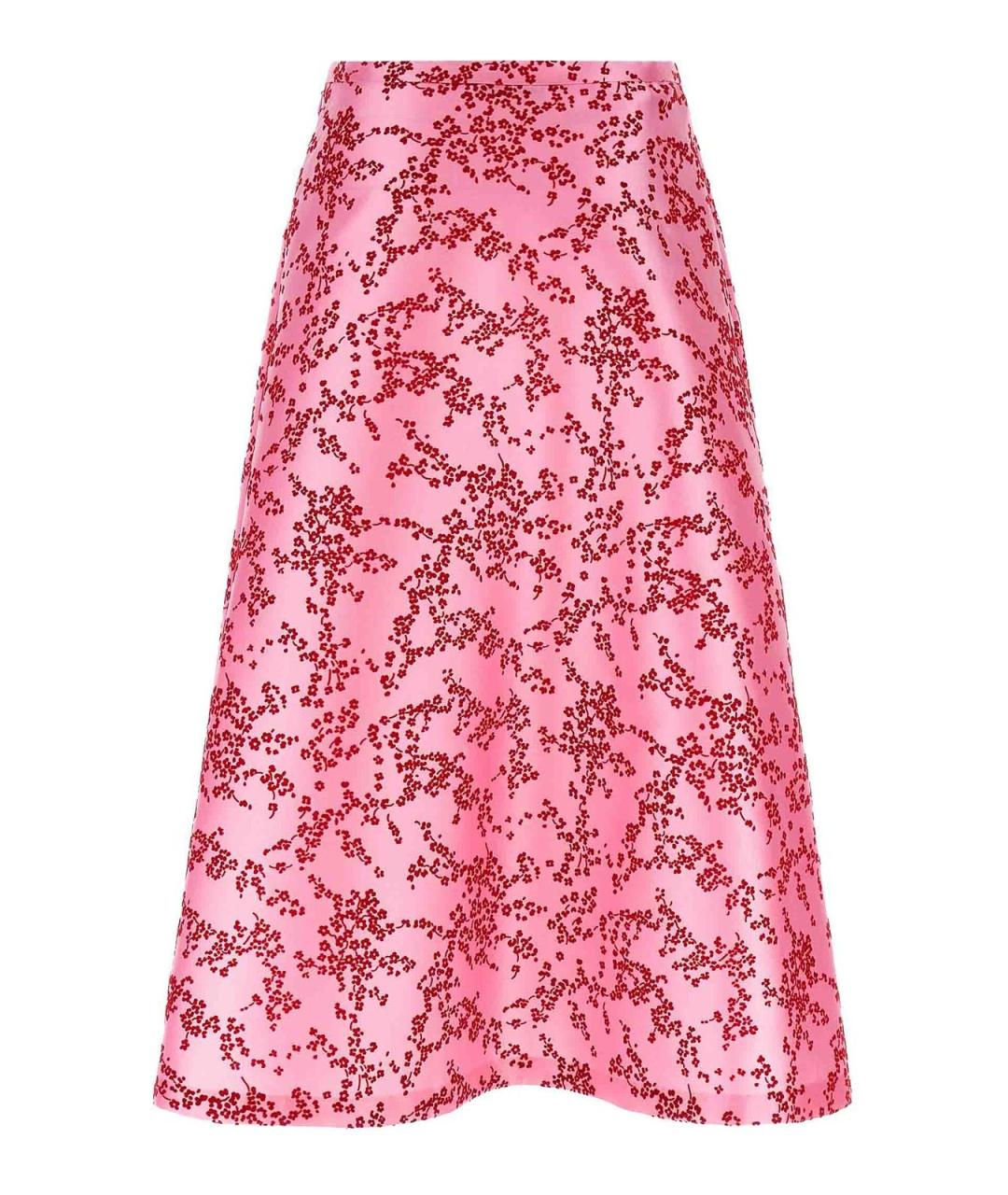 ALBERTA FERRETTI Розовая шелковая юбка миди, фото 2