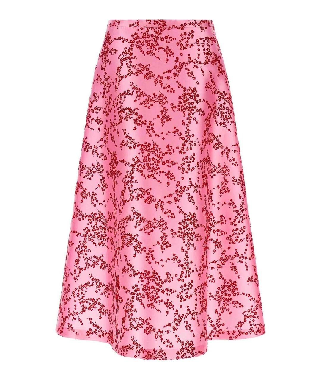 ALBERTA FERRETTI Розовая шелковая юбка миди, фото 1