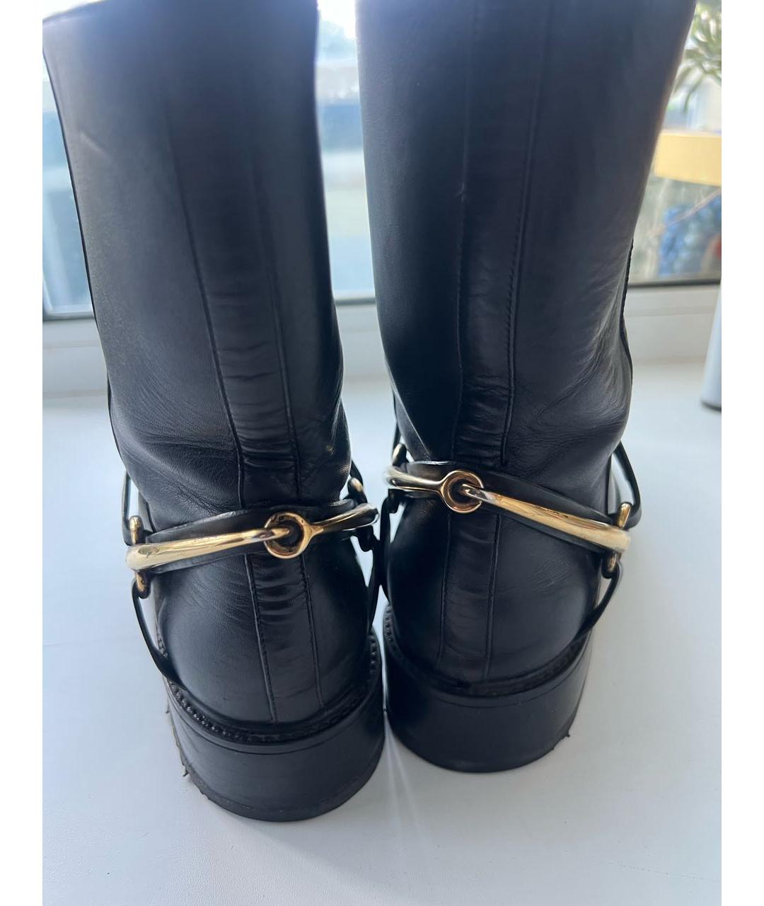 GUCCI Черные кожаные сапоги, фото 3