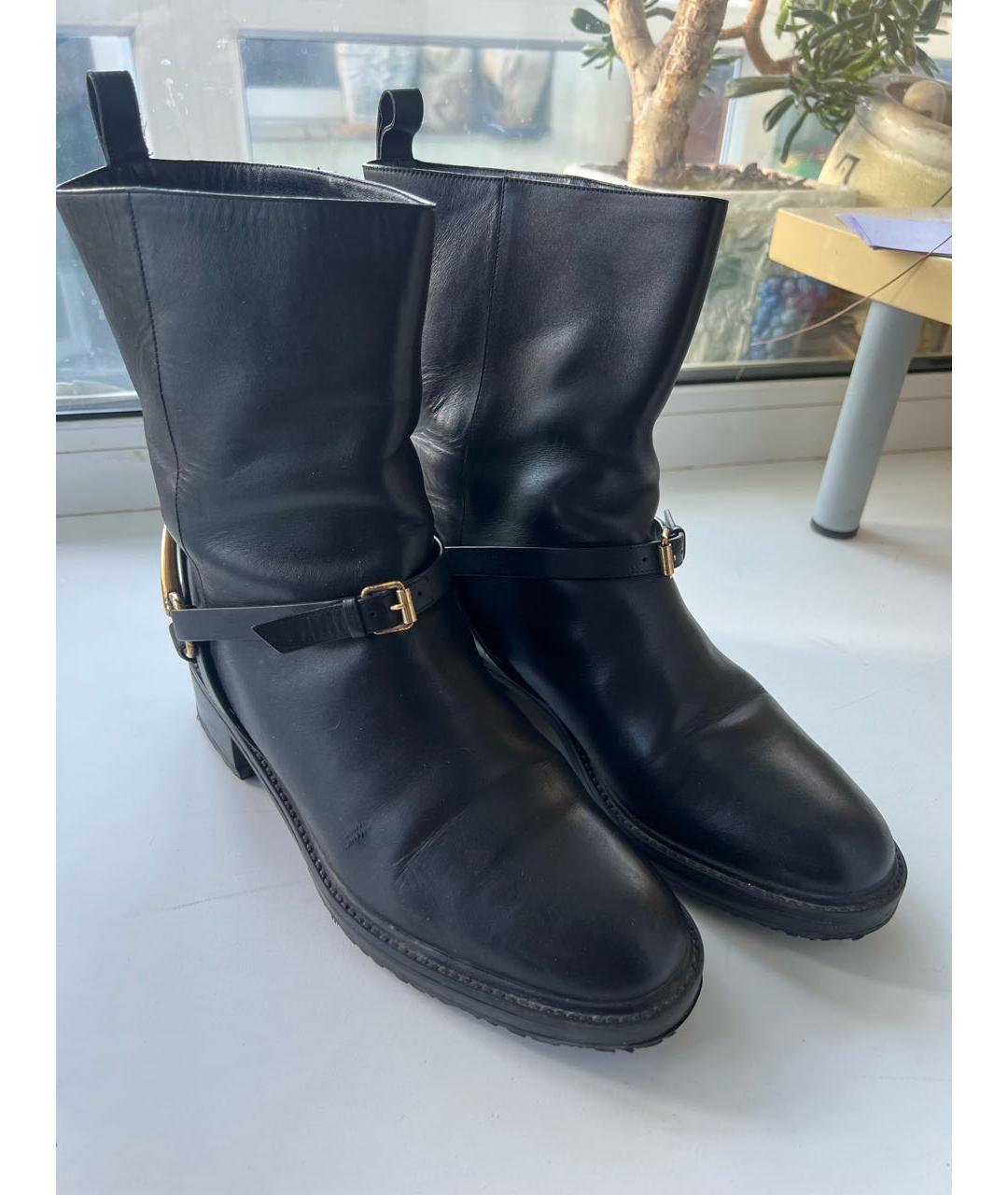 GUCCI Черные кожаные сапоги, фото 2