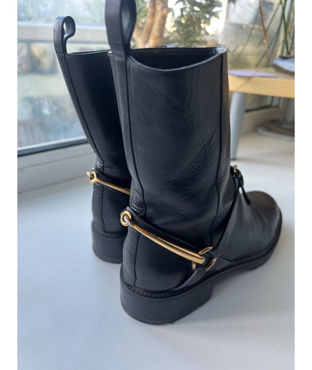 GUCCI Черные кожаные сапоги, фото 4
