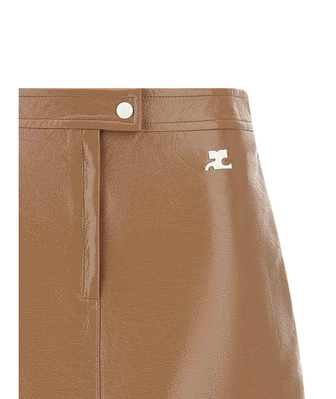 COURREGES Коричневая хлопковая юбка мини, фото 3