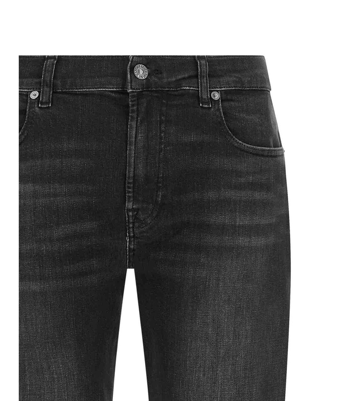 7 FOR ALL MANKIND Черные хлопковые джинсы слим, фото 3