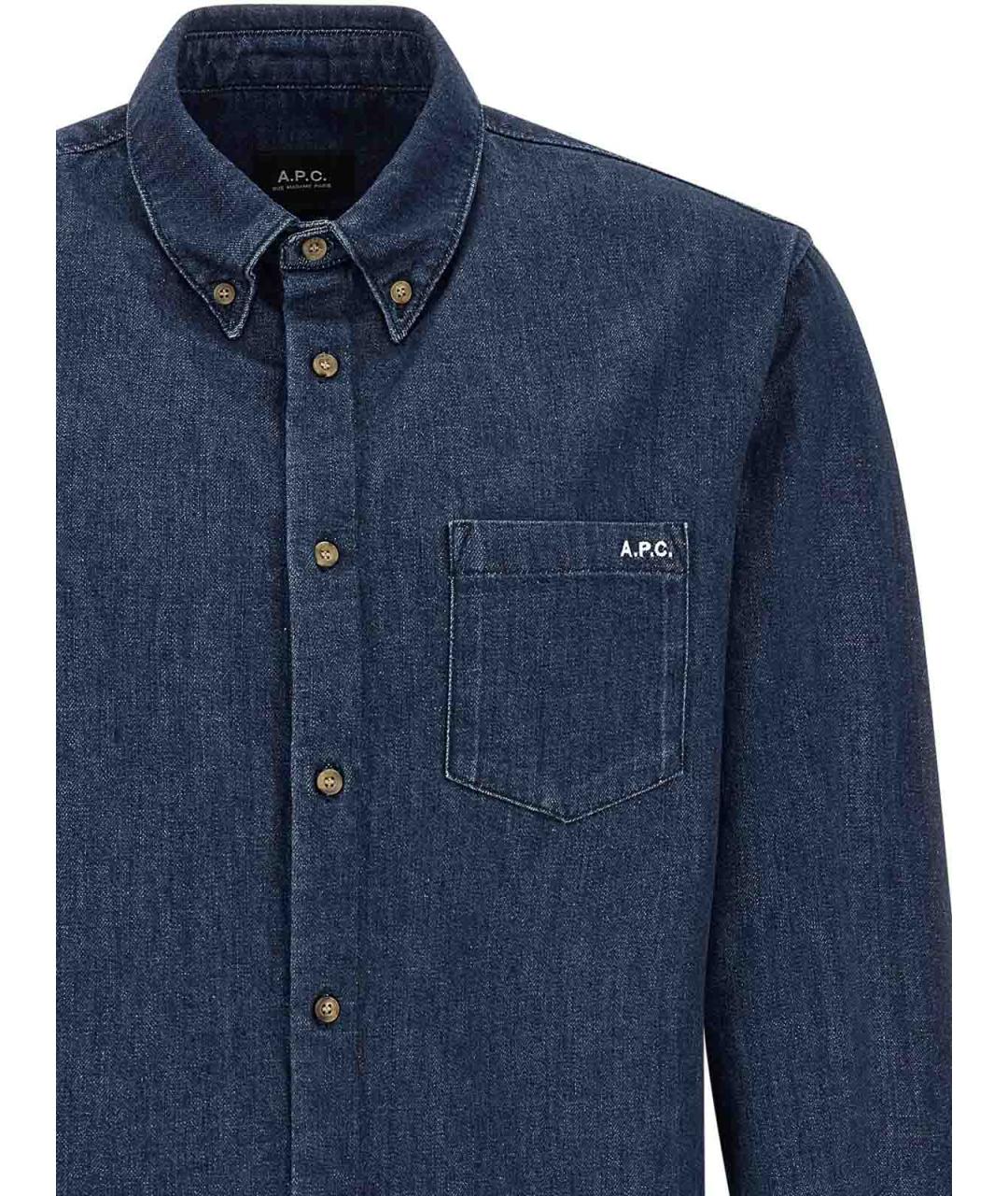 A.P.C. Синяя хлопковая кэжуал рубашка, фото 3
