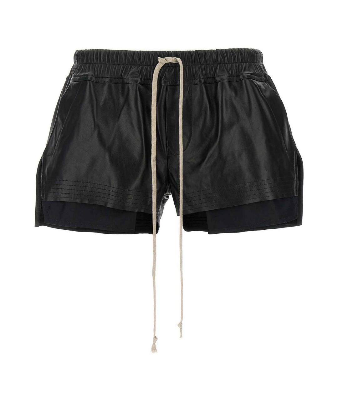 RICK OWENS Черные кожаные шорты, фото 1