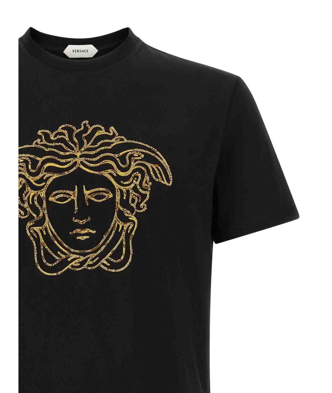 VERSACE Черная хлопковая футболка, фото 3