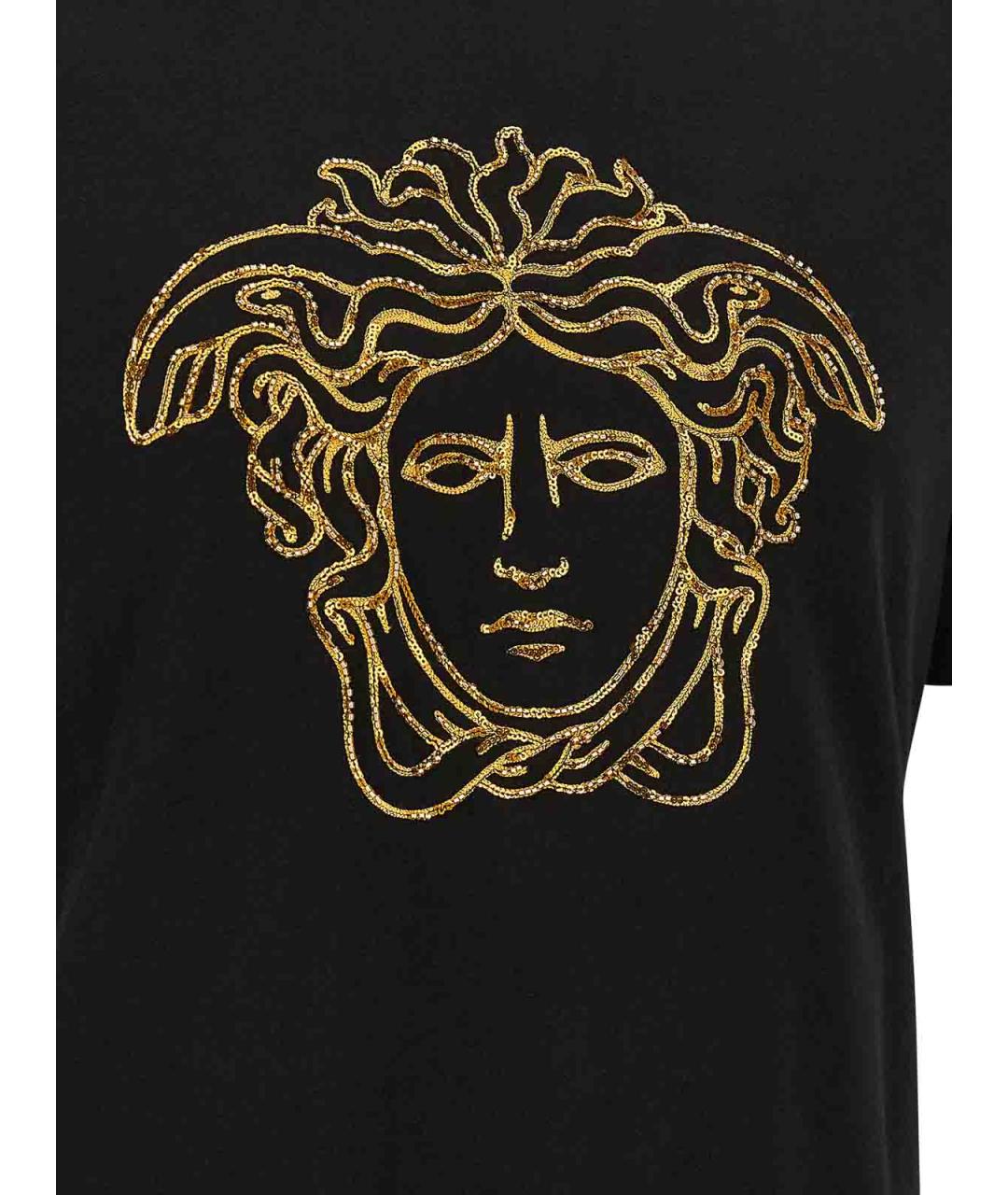 VERSACE Черная хлопковая футболка, фото 4