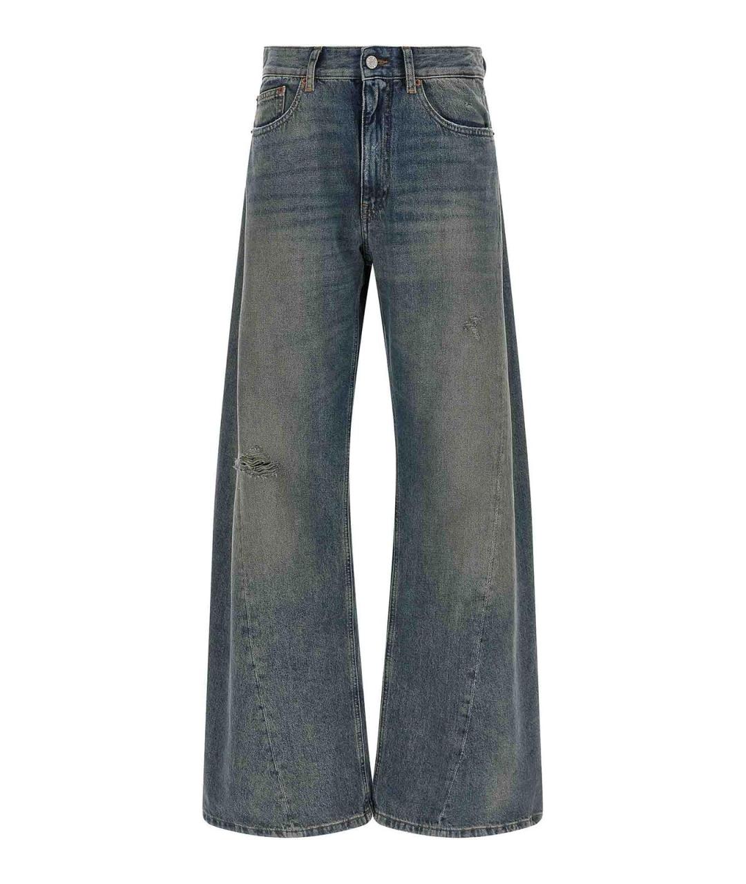 MM6 MAISON MARGIELA Синие хлопковые прямые джинсы, фото 1