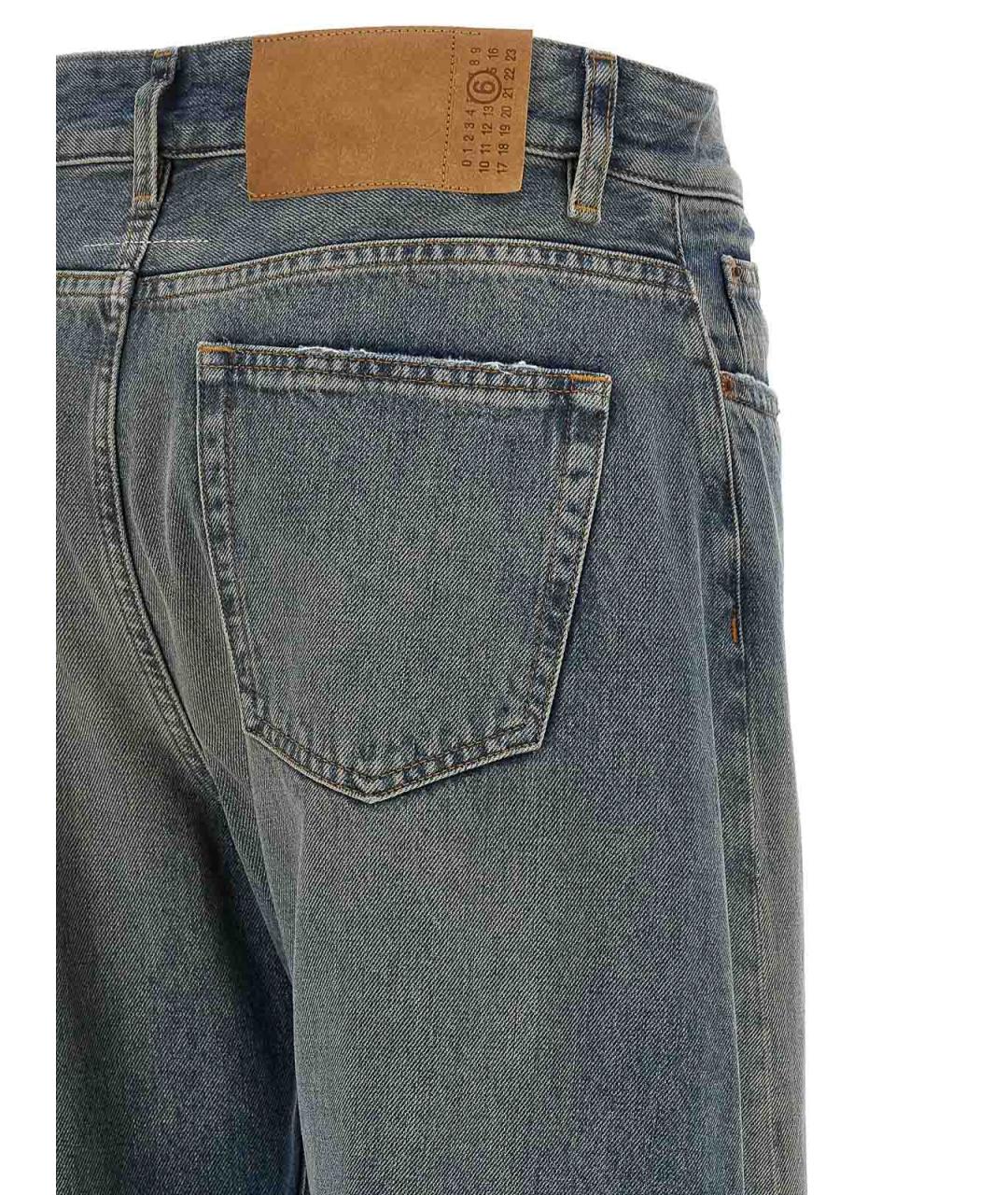 MM6 MAISON MARGIELA Синие хлопковые прямые джинсы, фото 4