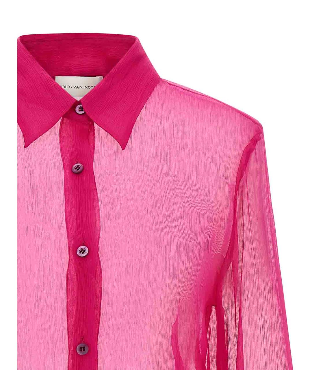 DRIES VAN NOTEN Фуксия шелковая рубашка, фото 3
