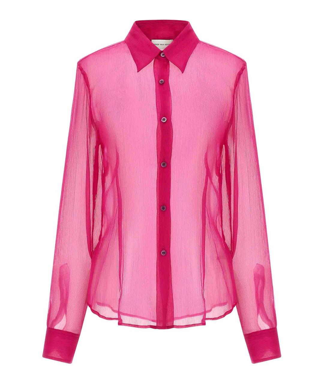 DRIES VAN NOTEN Фуксия шелковая рубашка, фото 1