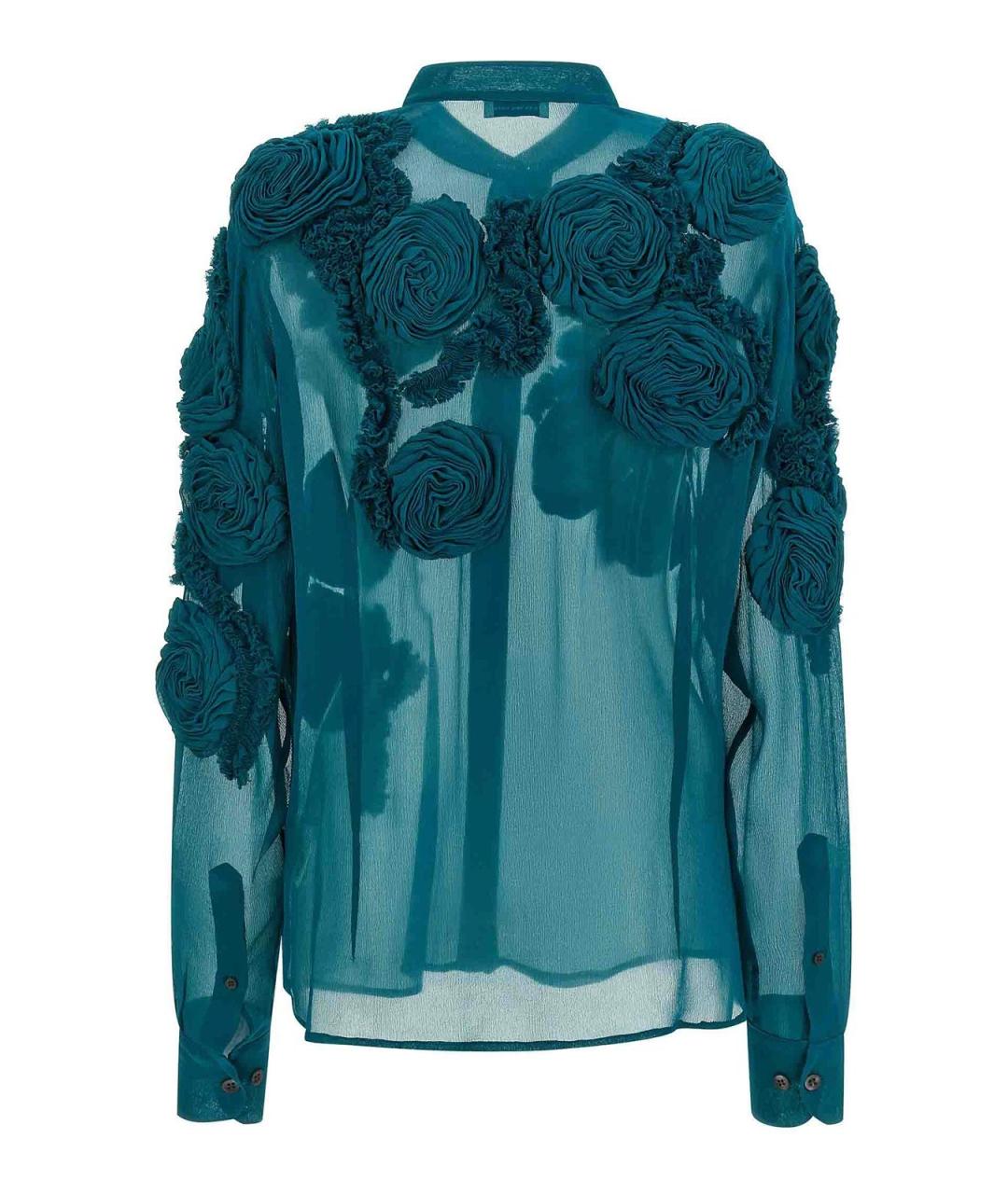 DRIES VAN NOTEN Бирюзовая вискозная рубашка, фото 2