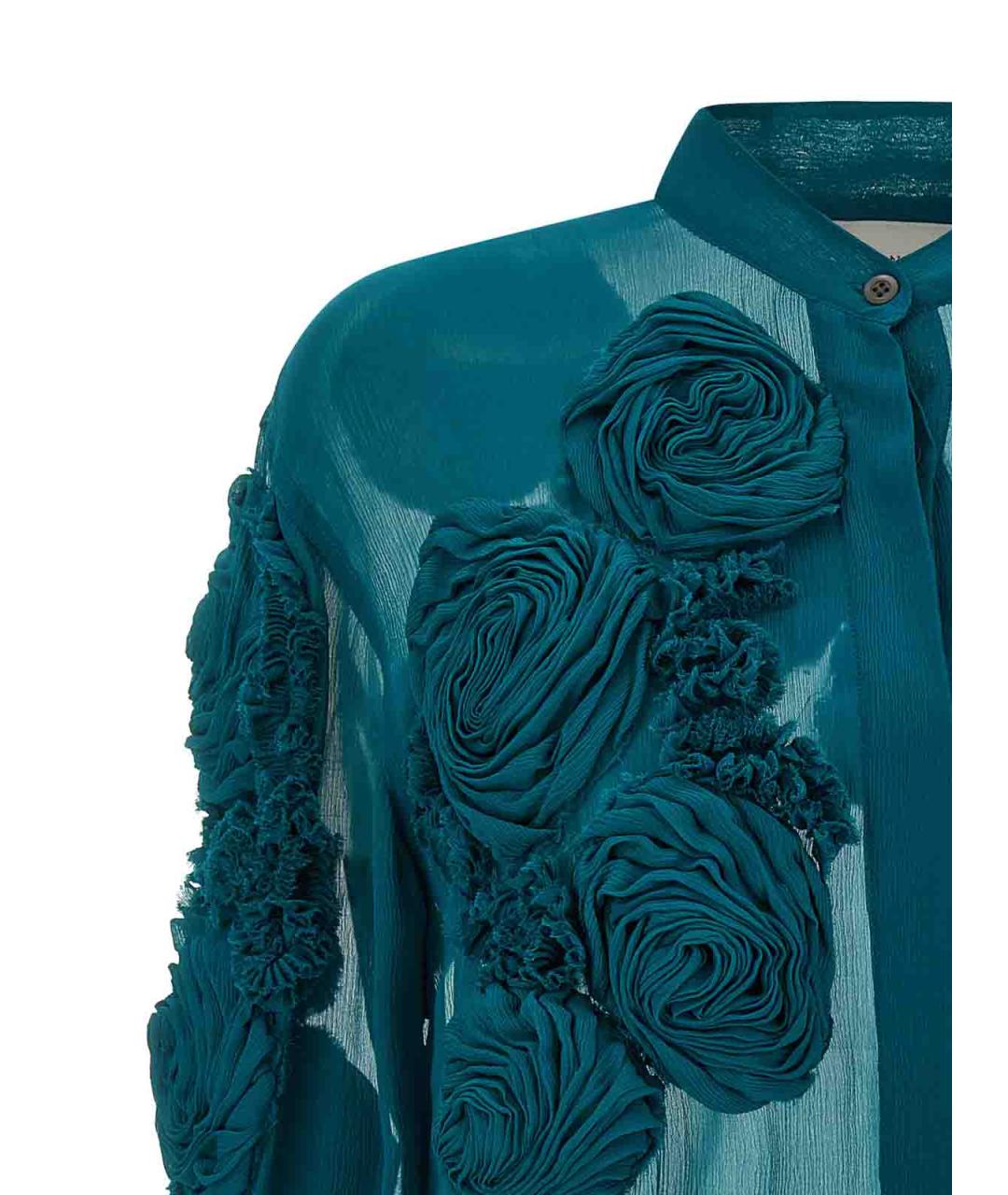 DRIES VAN NOTEN Бирюзовая вискозная рубашка, фото 3