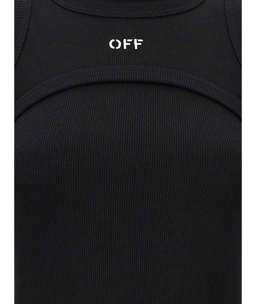 OFF-WHITE Черное хлопковое повседневное платье, фото 4