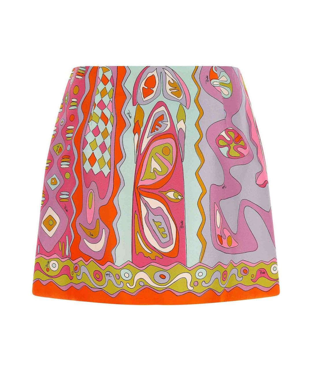 EMILIO PUCCI Мульти шелковая юбка мини, фото 2