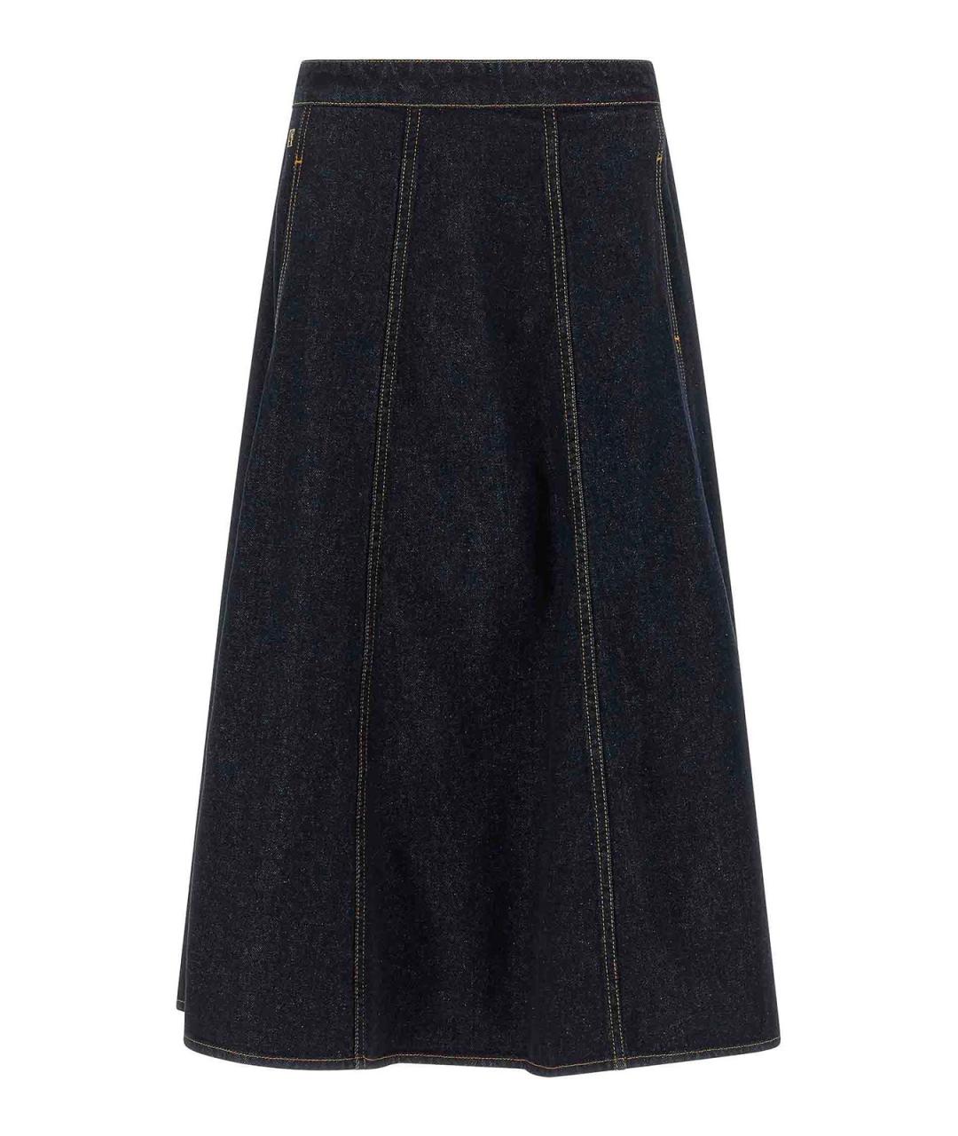 ALBERTA FERRETTI Синяя хлопковая юбка миди, фото 1