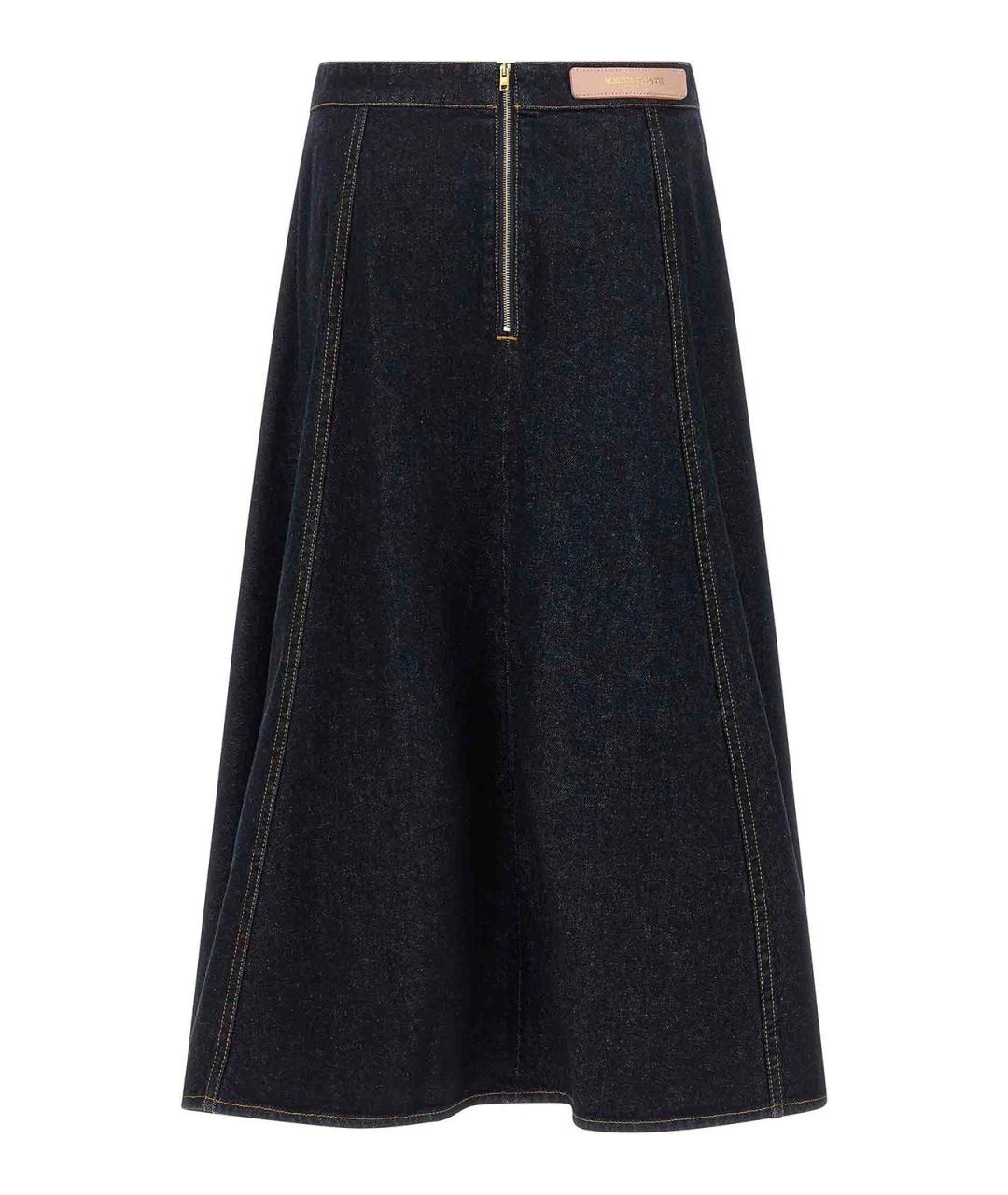 ALBERTA FERRETTI Синяя хлопковая юбка миди, фото 2