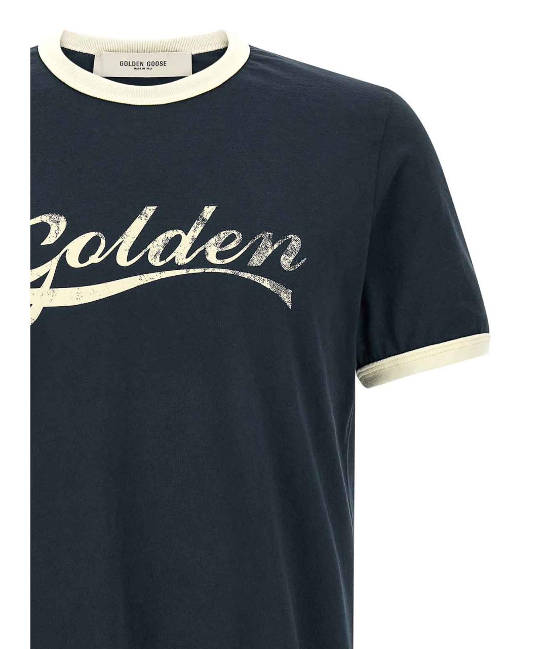 GOLDEN GOOSE Синяя хлопковая футболка, фото 3