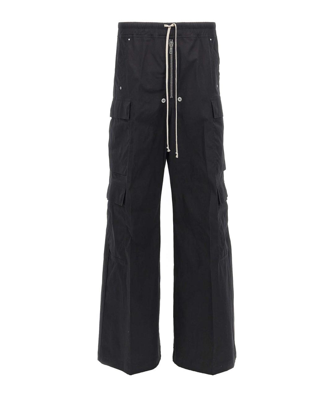 RICK OWENS Черные хлопковые повседневные брюки, фото 1