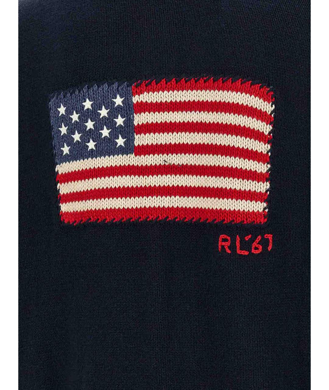 POLO RALPH LAUREN Синее хлопковое поло с длинным рукавом, фото 4