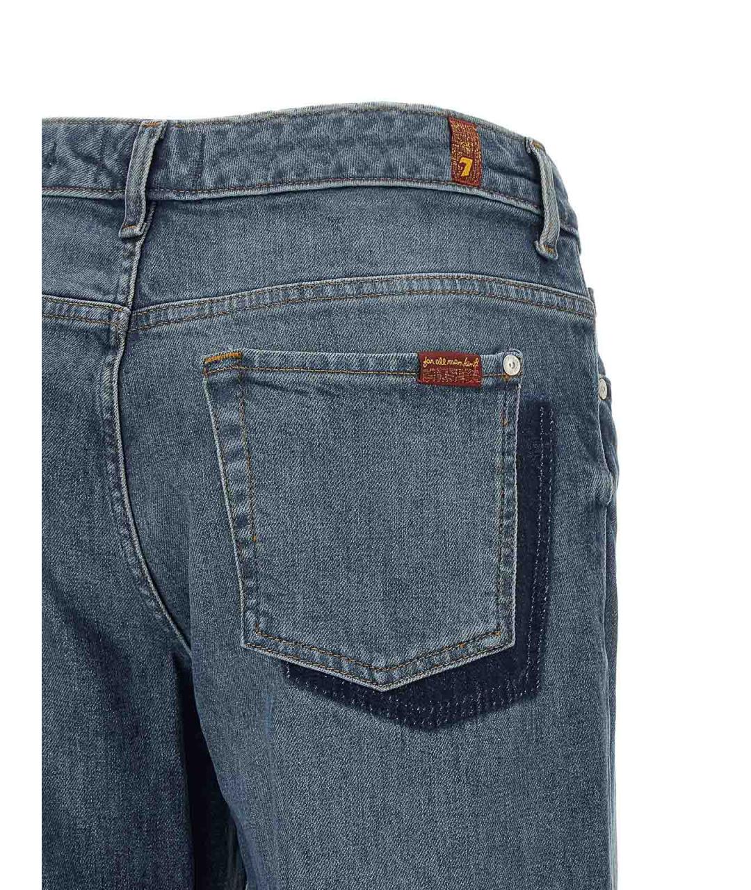 7 FOR ALL MANKIND Синие хлопковые прямые джинсы, фото 4