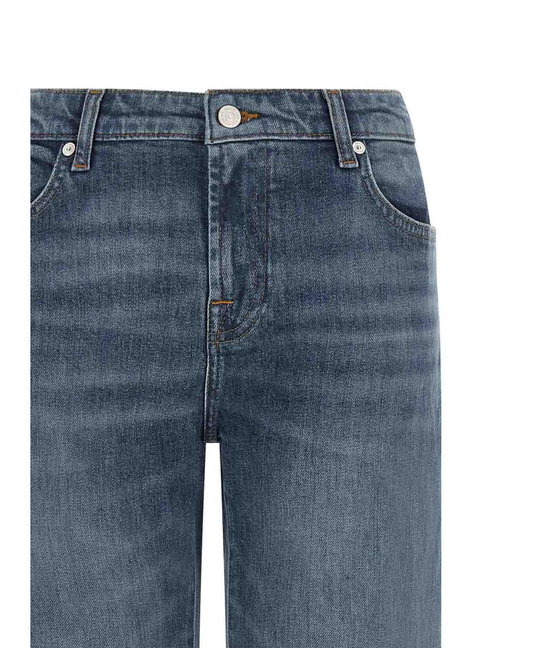 7 FOR ALL MANKIND Синие хлопковые прямые джинсы, фото 3