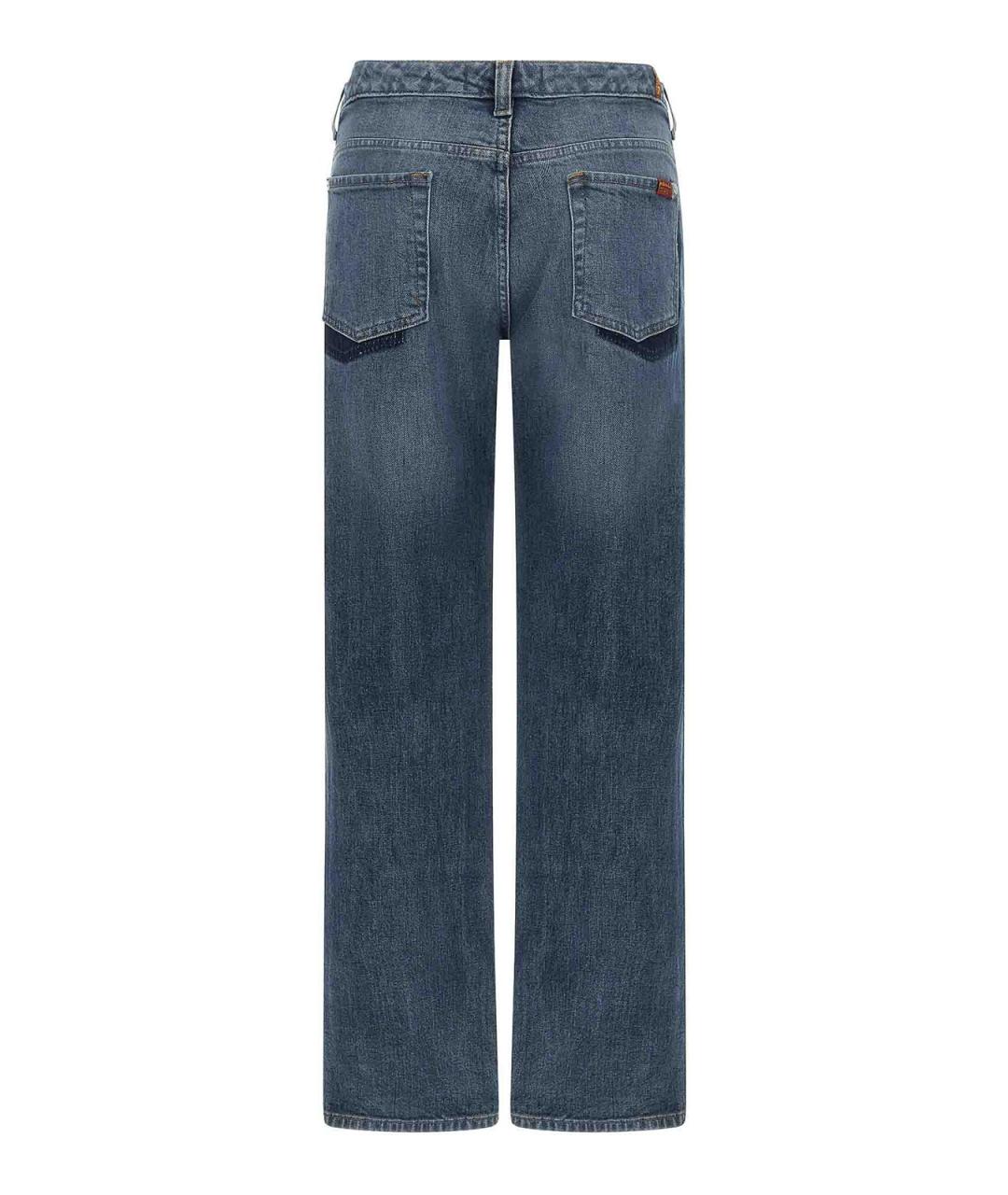 7 FOR ALL MANKIND Синие хлопковые прямые джинсы, фото 2