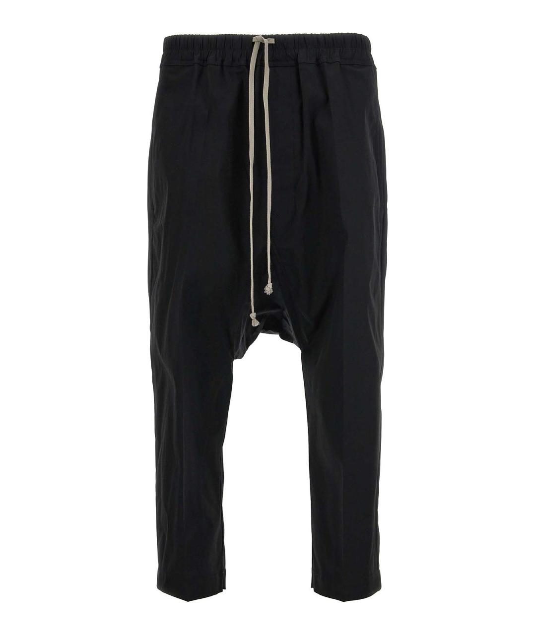RICK OWENS Черные хлопковые повседневные брюки, фото 1