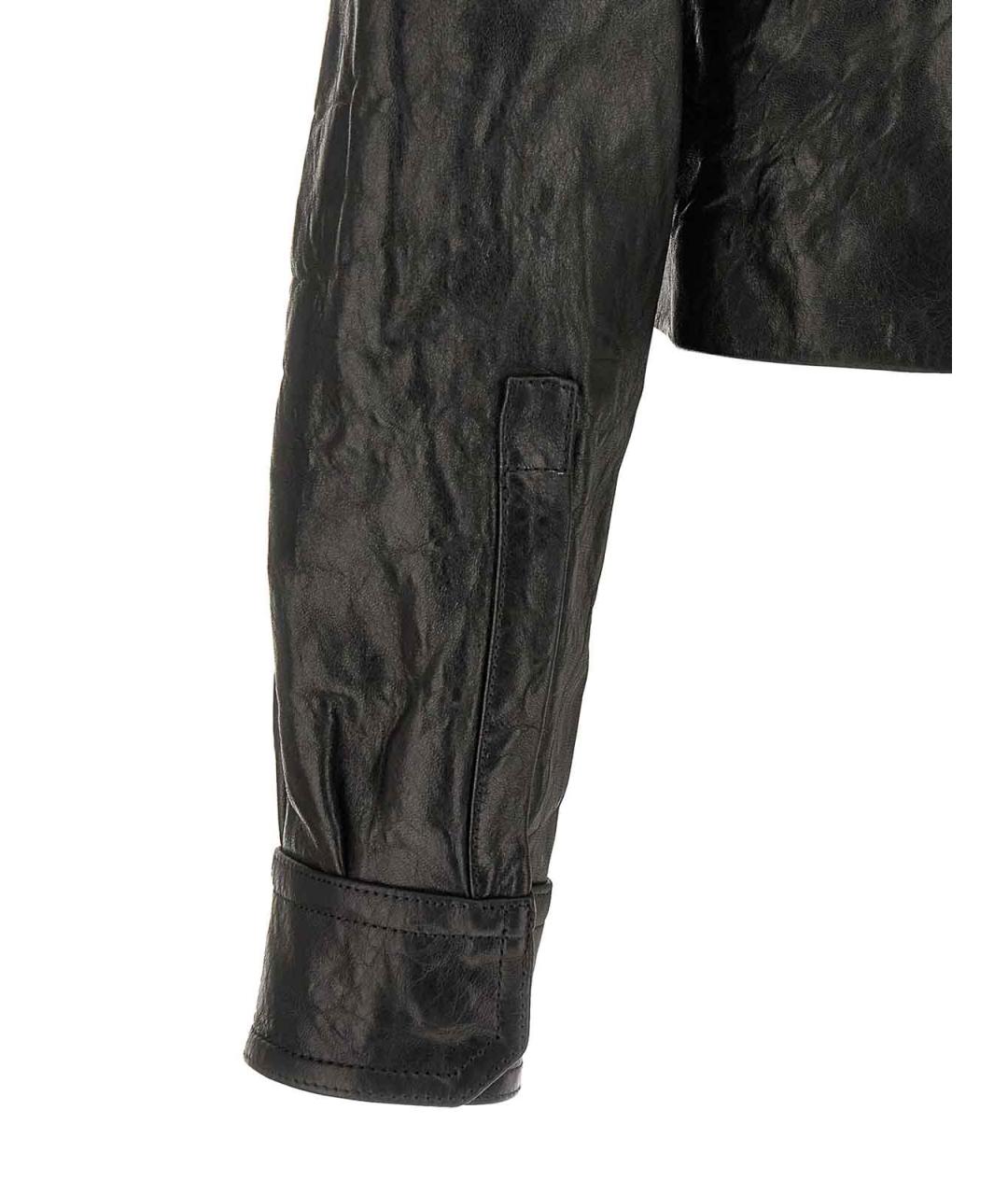 RICK OWENS Черная кожаная куртка, фото 4