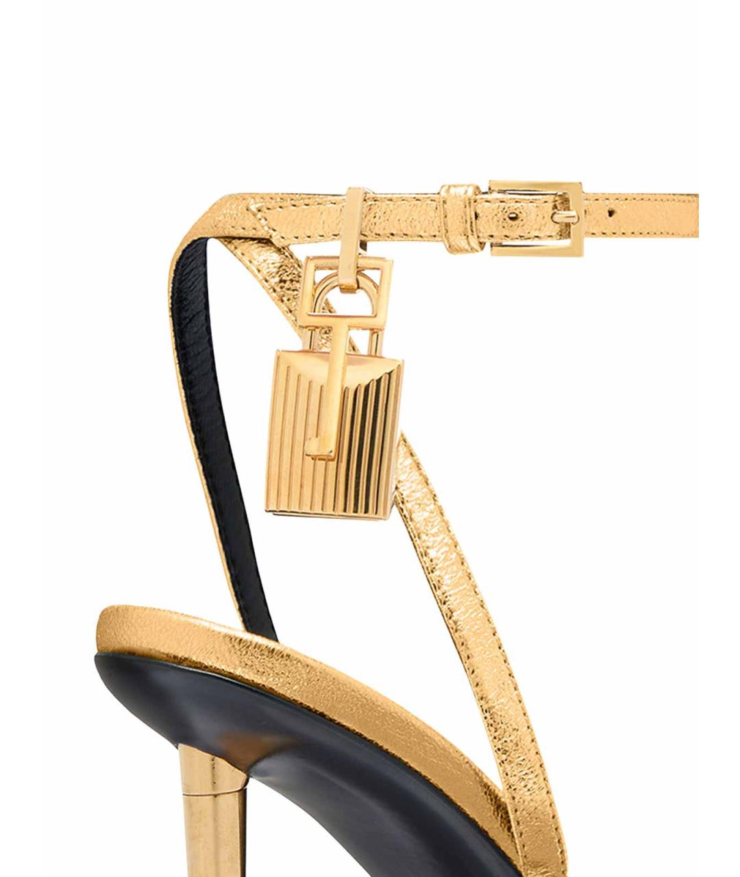 TOM FORD Золотые кожаные босоножки, фото 6