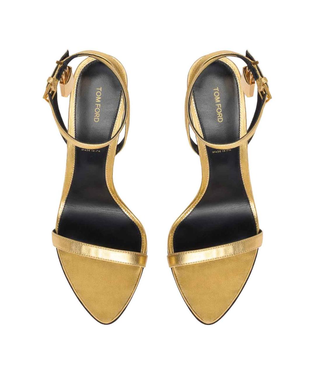 TOM FORD Золотые кожаные босоножки, фото 4