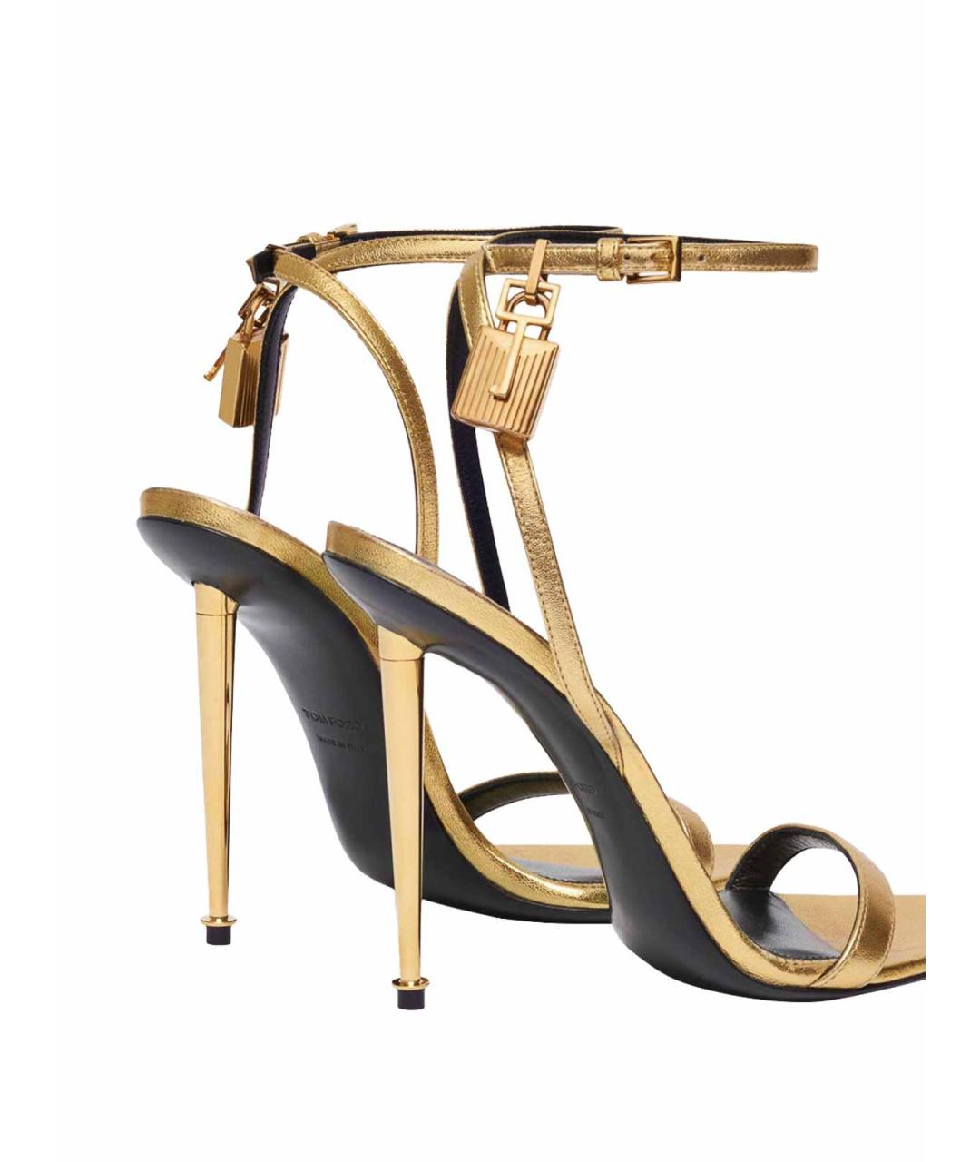 TOM FORD Золотые кожаные босоножки, фото 5