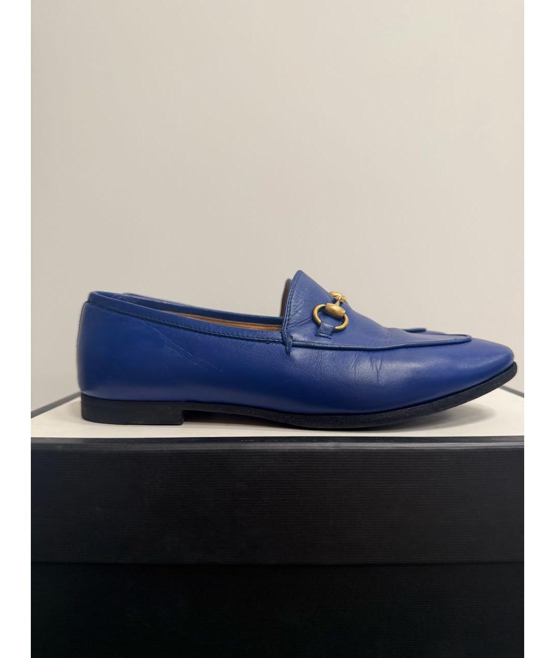 GUCCI Синие кожаные лоферы, фото 5