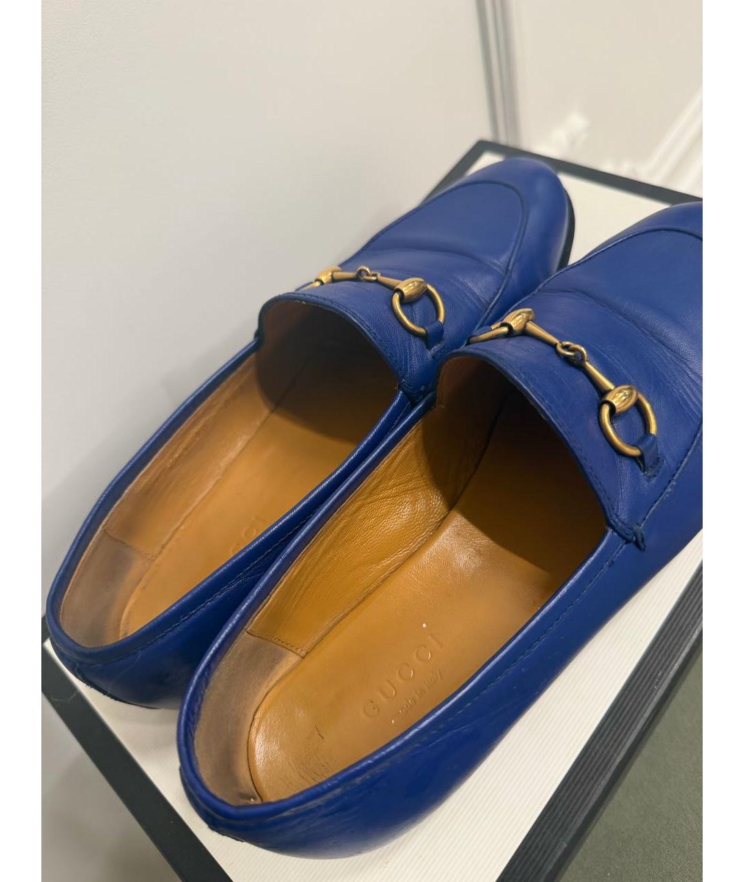 GUCCI Синие кожаные лоферы, фото 4