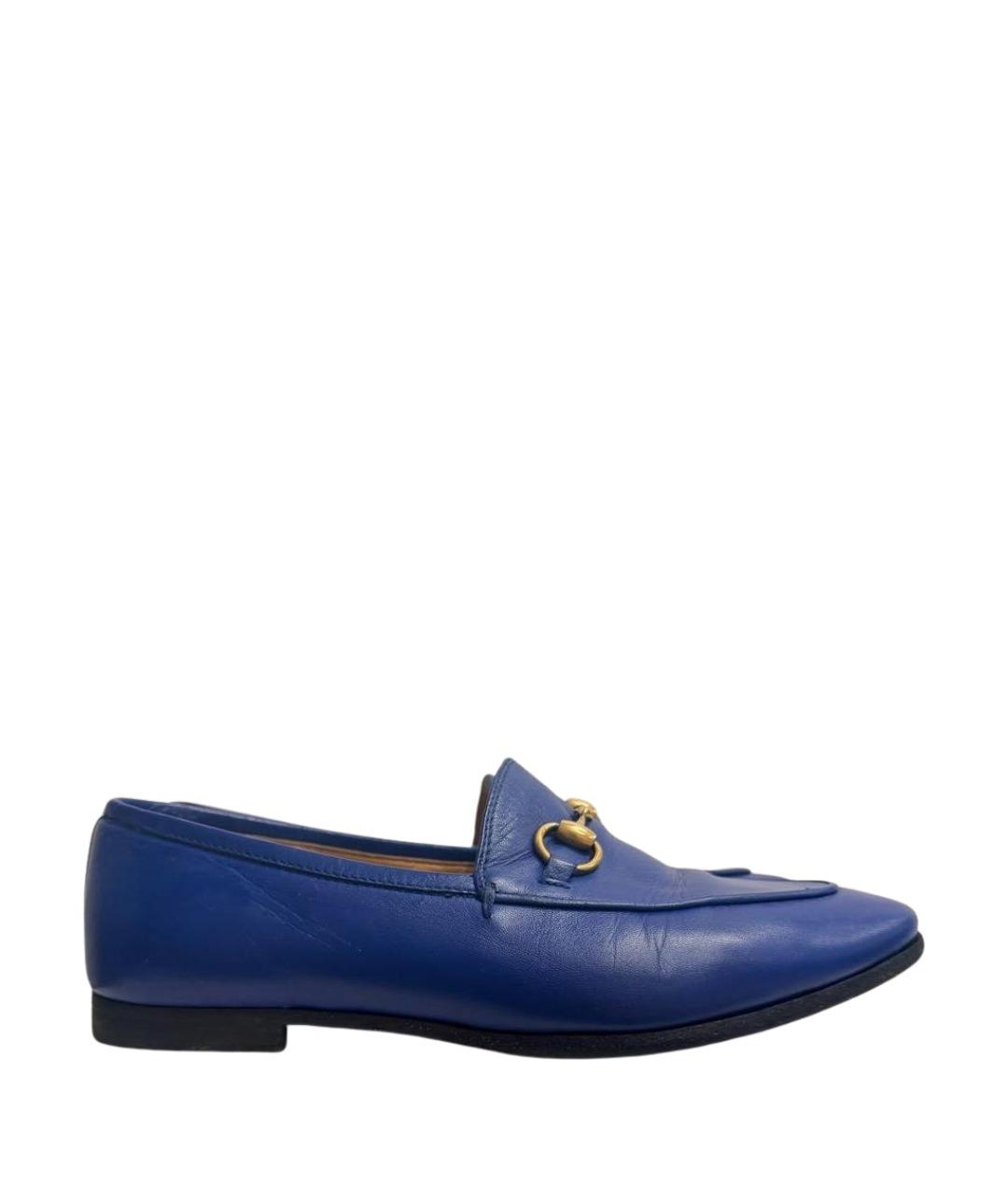 GUCCI Синие кожаные лоферы, фото 1
