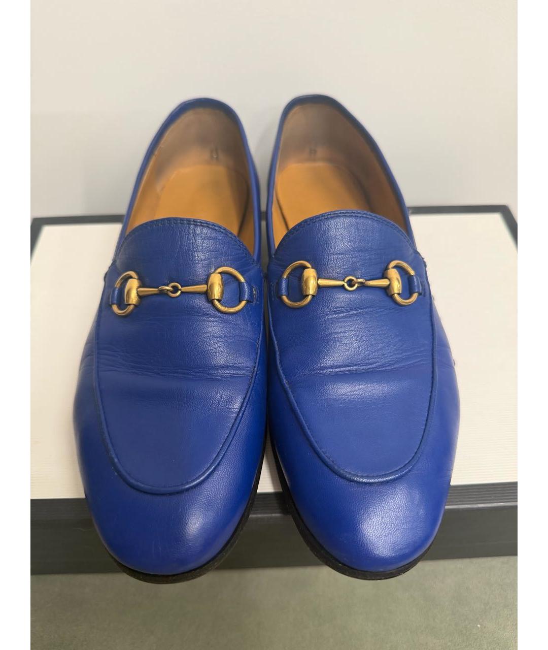 GUCCI Синие кожаные лоферы, фото 2