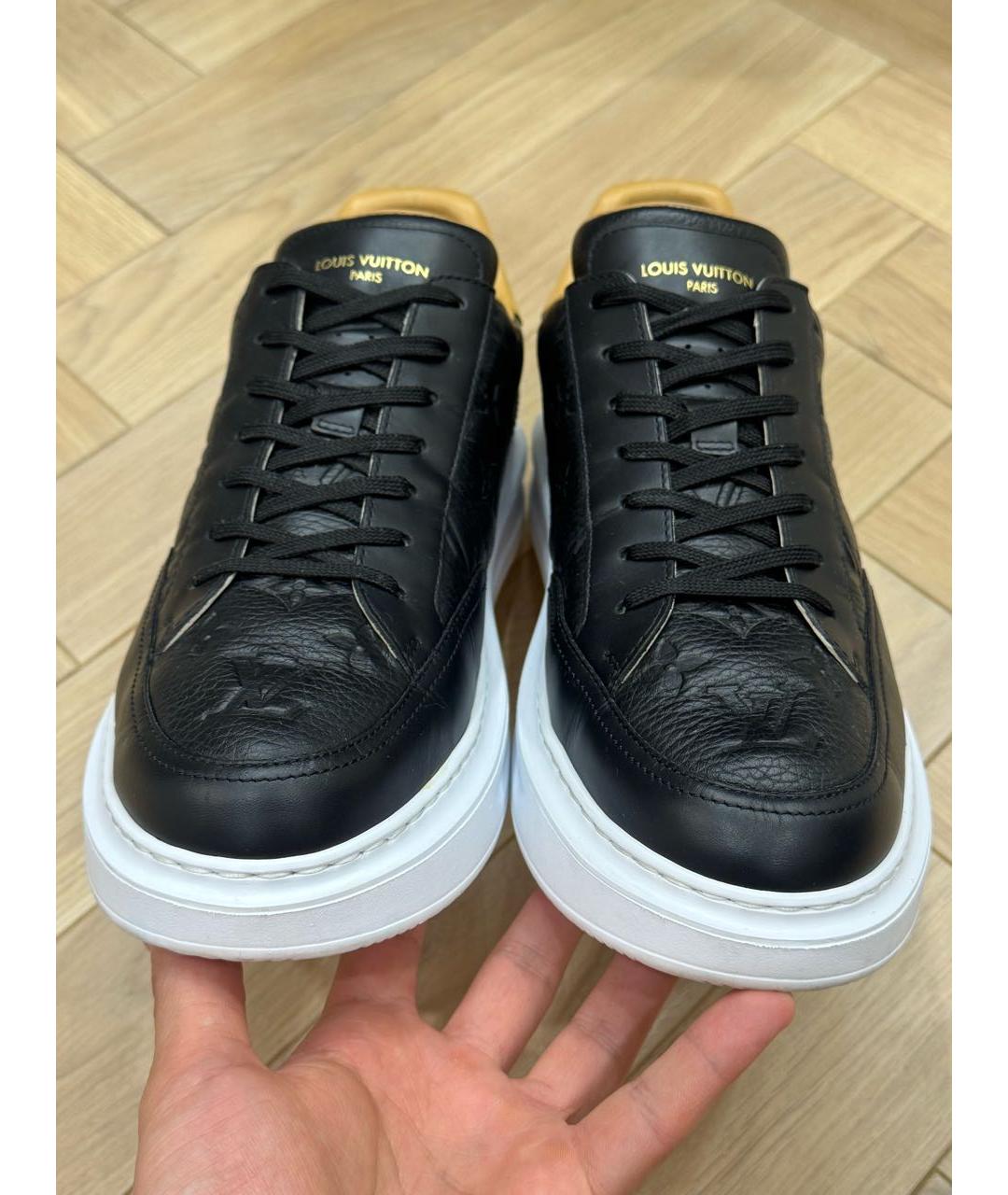 LOUIS VUITTON Черные кожаные низкие кроссовки / кеды, фото 2