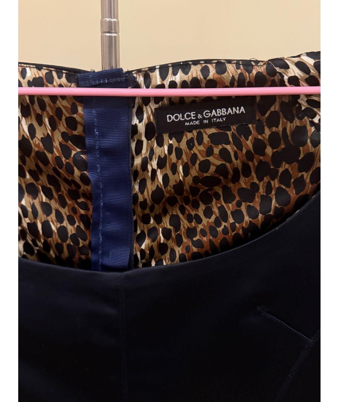 DOLCE&GABBANA Темно-синее атласное коктейльное платье, фото 3