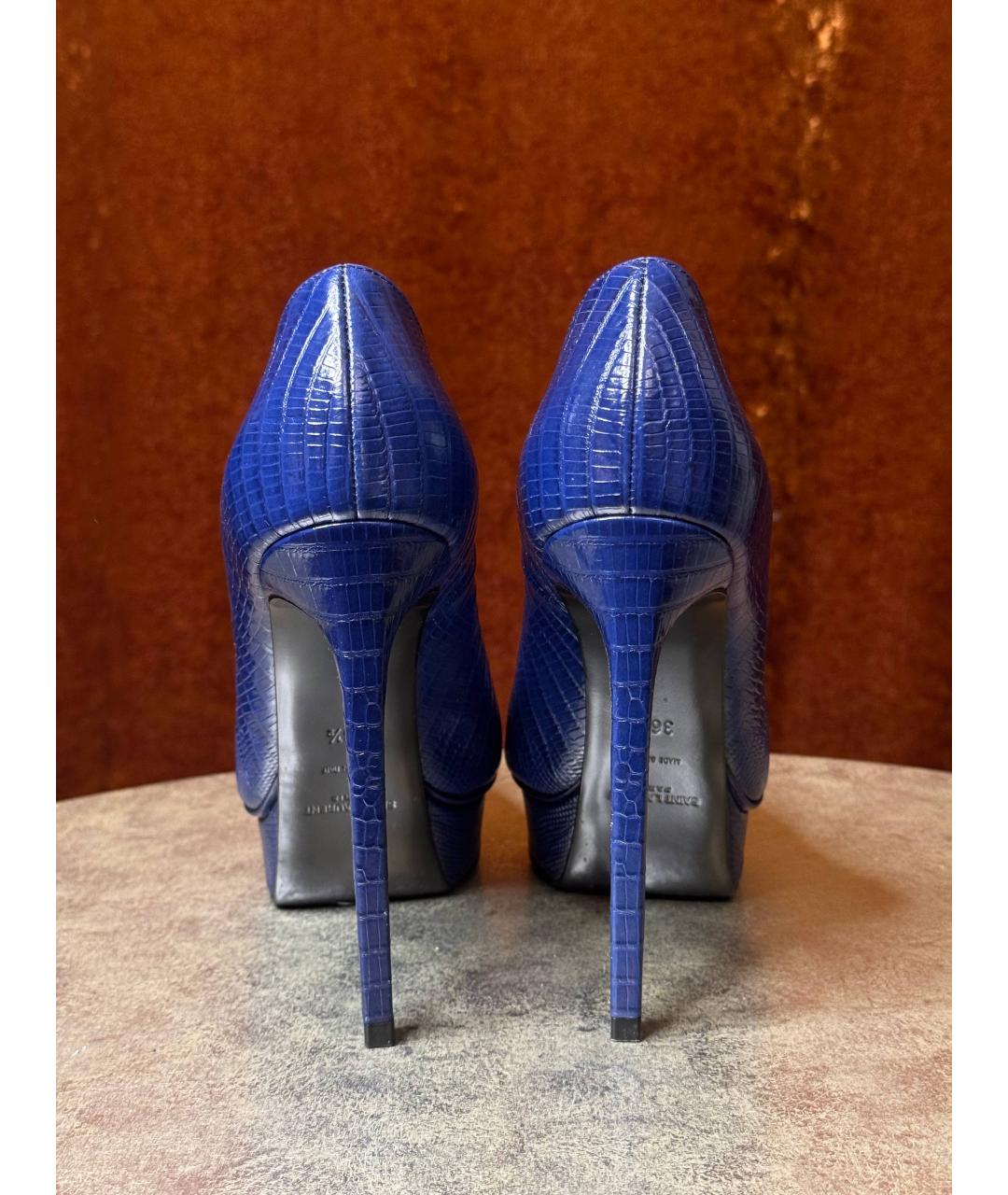 SAINT LAURENT Синие кожаные туфли, фото 3
