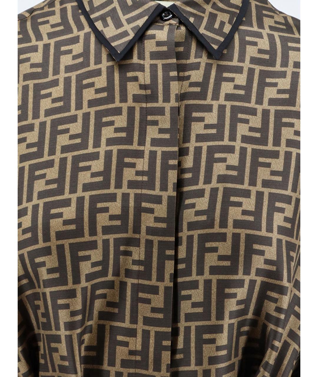 FENDI Коричневое шелковое повседневное платье, фото 3
